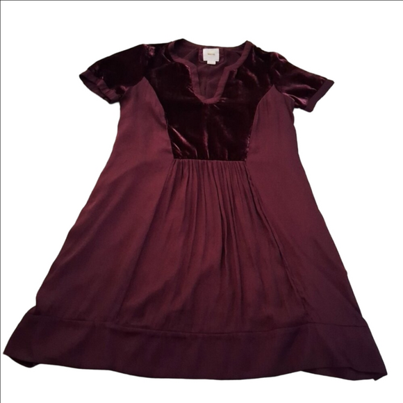 Anthropologie Maeve Women's Size Small Plum Burgundy Velvet Tunic Dress - Picture 4 of 15